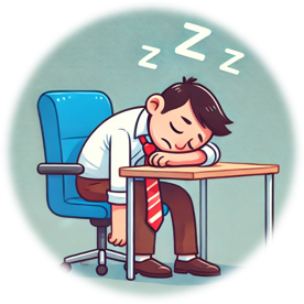 man sleeping on table after long sleepless night q-beats treatment can help sleepless nights, q-beats treatment, better sleep